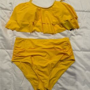 Tempt Me, Yellow Ruffled Bikini Set, sz XL